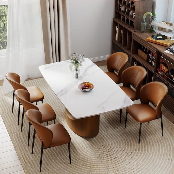 Set of 6 Modern Comfortable Upholstered Artificial Leather Dining Chair for Kitchen Dining Room, Coffee Brown