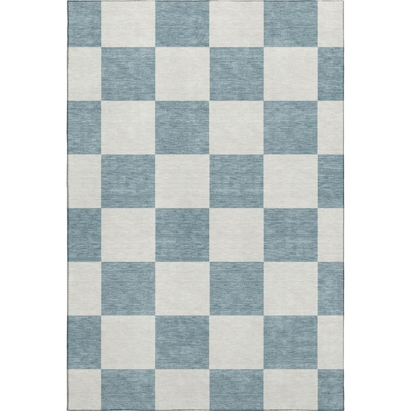 Mayfield Premium Machine Washable Abstract AMF2345 Teal 5 ft. x 7 ft. 6 in. Area Rug