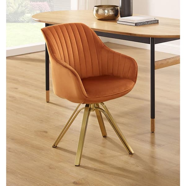Art Leon Vela Orange Fabric Swivel Accent Arm Chair CC001-1-G-OR