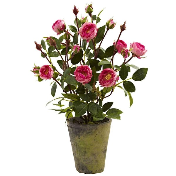 Nearly Natural Indoor 14 in. Artificial French Rose Garden