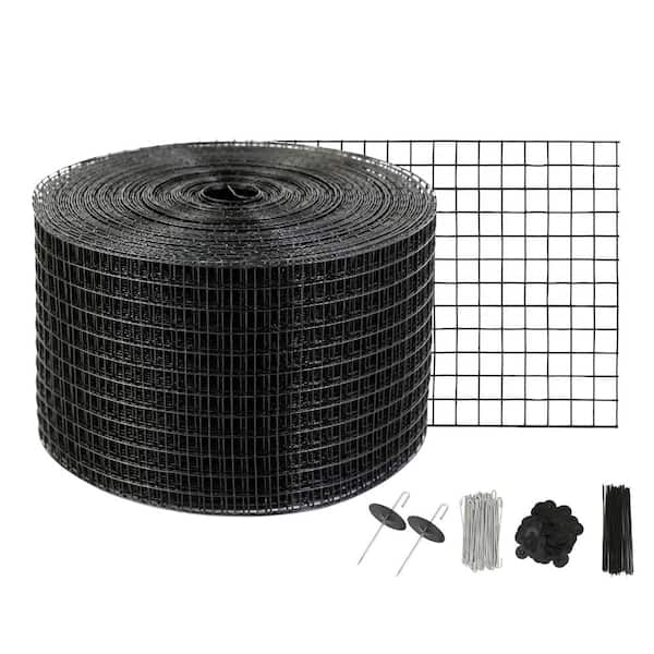 8in. x 100ft. 1/2 in. Wire Roll Mesh Solar Panel Bird Guard Garden Fence with Rust-proof PVC Coating 50pcs Tire Wires