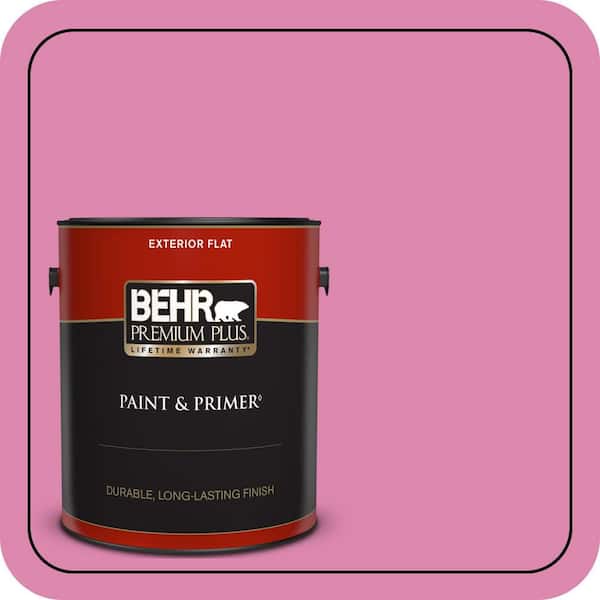BEHR PREMIUM PLUS 1 gal. #100B-5 Springtime Bloom Flat Exterior Paint & Primer