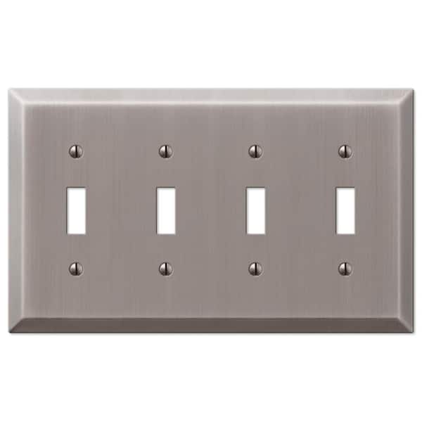 AMERELLE Metallic 4 Gang Toggle Steel Wall Plate - Antique Nickel