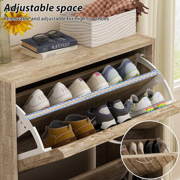 FUFU&GAGA Wood Shoe Storage Cabinet Shoe Rack Storage Organizer