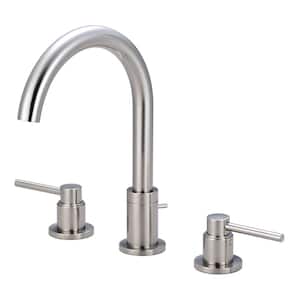 Motegi 8 in. Widespread 2-Handle High Arc Bathroom Faucet in Brushed Nickel with Drain Assembly