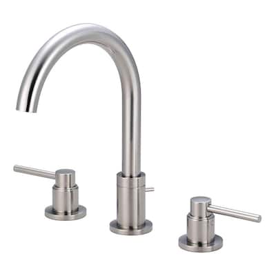 LanGuShi SLT0216 Widespread Double Handles Basin Sink Mixer Tap Swan Shape Bathroom Faucet Brushed Nickel 