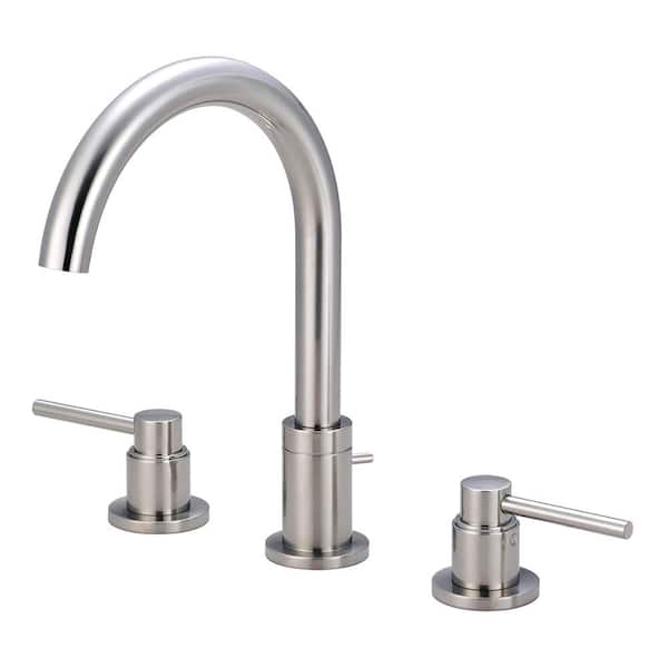 Pioneer Faucets Motegi 8 in. Widespread 2-Handle High Arc Bathroom Faucet in Brushed Nickel with Drain Assembly