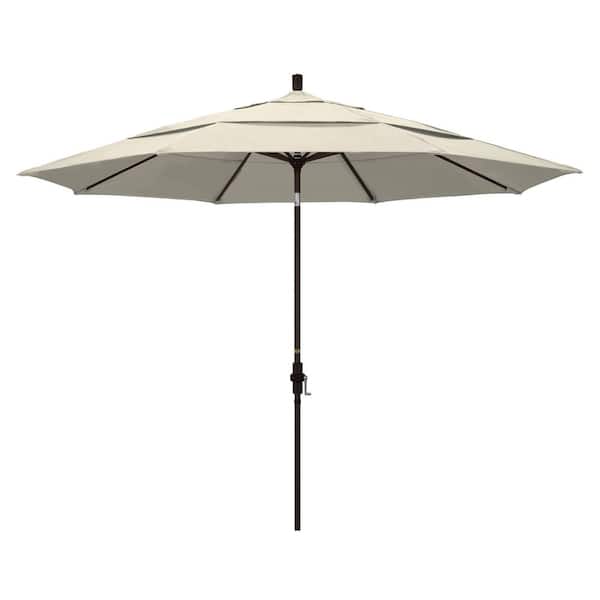California Umbrella 11 ft. Aluminum Collar Tilt Double Vented Patio Umbrella in Antique Beige Olefin