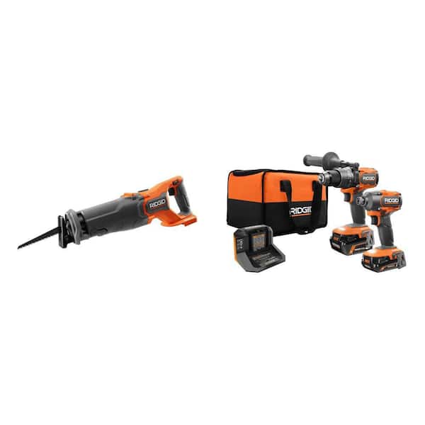 18V Brushless Cordless 2-Tool Combo Kit w/ Hammer Drill, Impact Driver, Batteries, Charger, Bag & Recip Saw