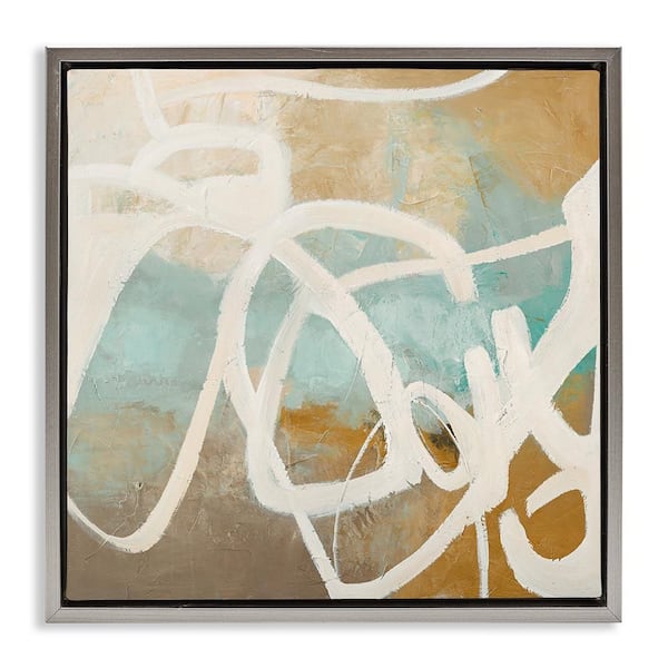 Stupell Industries Neutral Design With Squiggle by Design Fabrikken Gray Floater Frame Abstract Graphic Art Print 25 in. x 25 in.