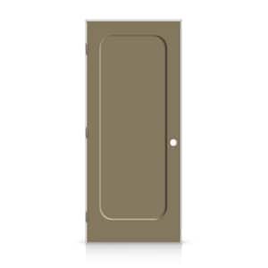 32 in. x 80 in. Right-Handed Curved 1 Panel Shaker Olive Green Painted Smooth Composite Single Prehung Interior Door