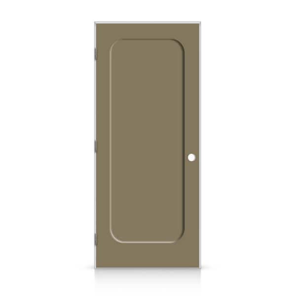 CALHOME 30 in. x 84 in. Right-Handed Curved 1 Panel Shaker Olive Green Painted Smooth Composite Single Prehung Interior Door