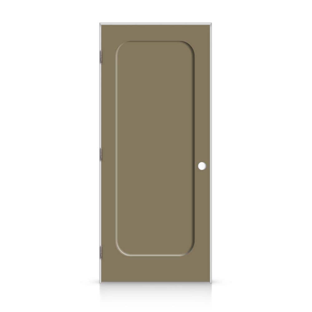 34 in. x 84 in. Right-Handed Curved 1 Panel Shaker Olive Green Painted Smooth Composite Single Prehung Interior Door price history on PriceWatchPro