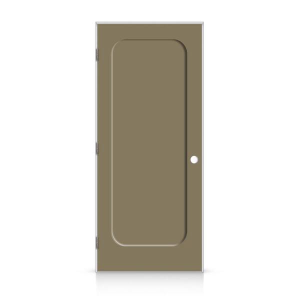 CALHOME 34 in. x 84 in. Right-Handed Curved 1 Panel Shaker Olive Green Painted Smooth Composite Single Prehung Interior Door