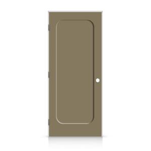 46 in. x 96 in. Right-Handed Curved 1 Panel Shaker Olive Green Painted Smooth Composite Single Prehung Interior Door