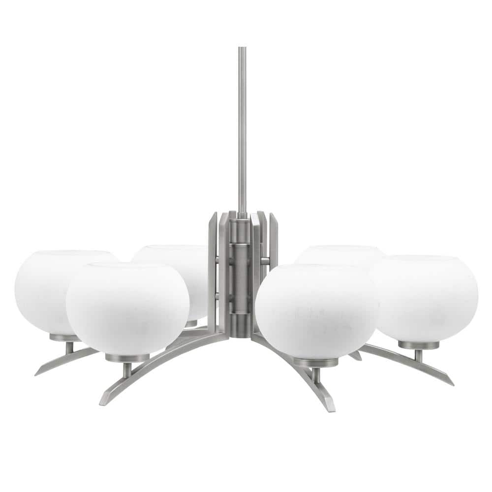 Siena 28.75 in. 6-Light Graphite Chandelier with White Muslin Glass Shades