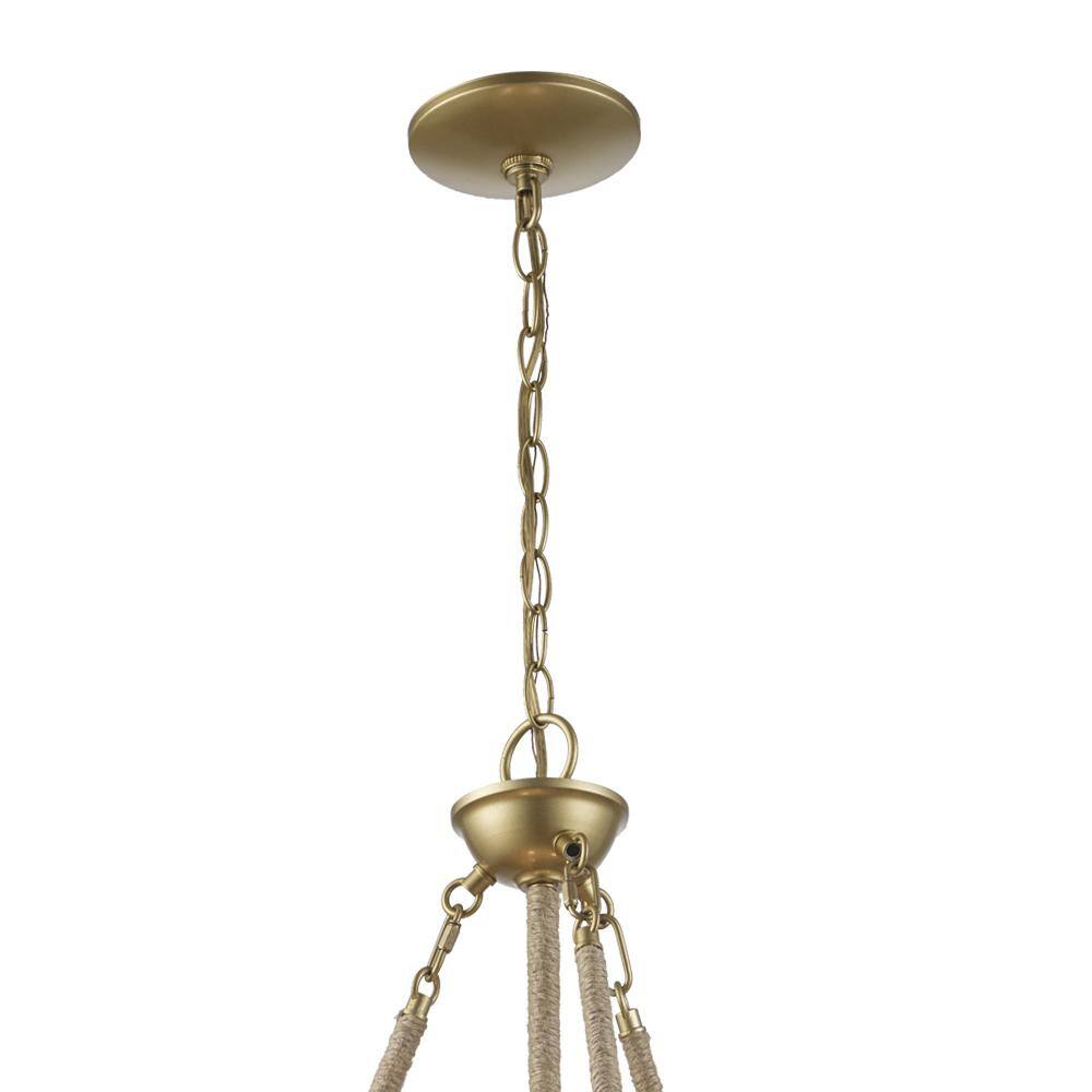 Gold and Jute 18'' Bohemian Bowl Pendant Light