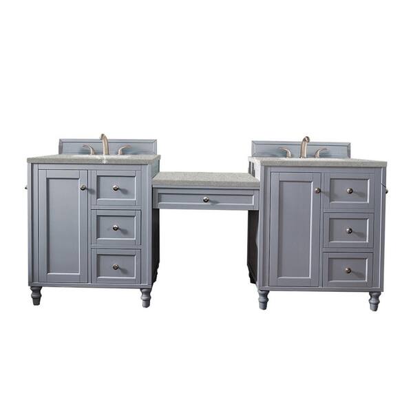 James Martin Vanities Copper Cove Encore 86 in. W x 23.5 in. D x 36.3 in. H Double Bath Vanity in Silver Gray with Eternal Serena Quartz Top