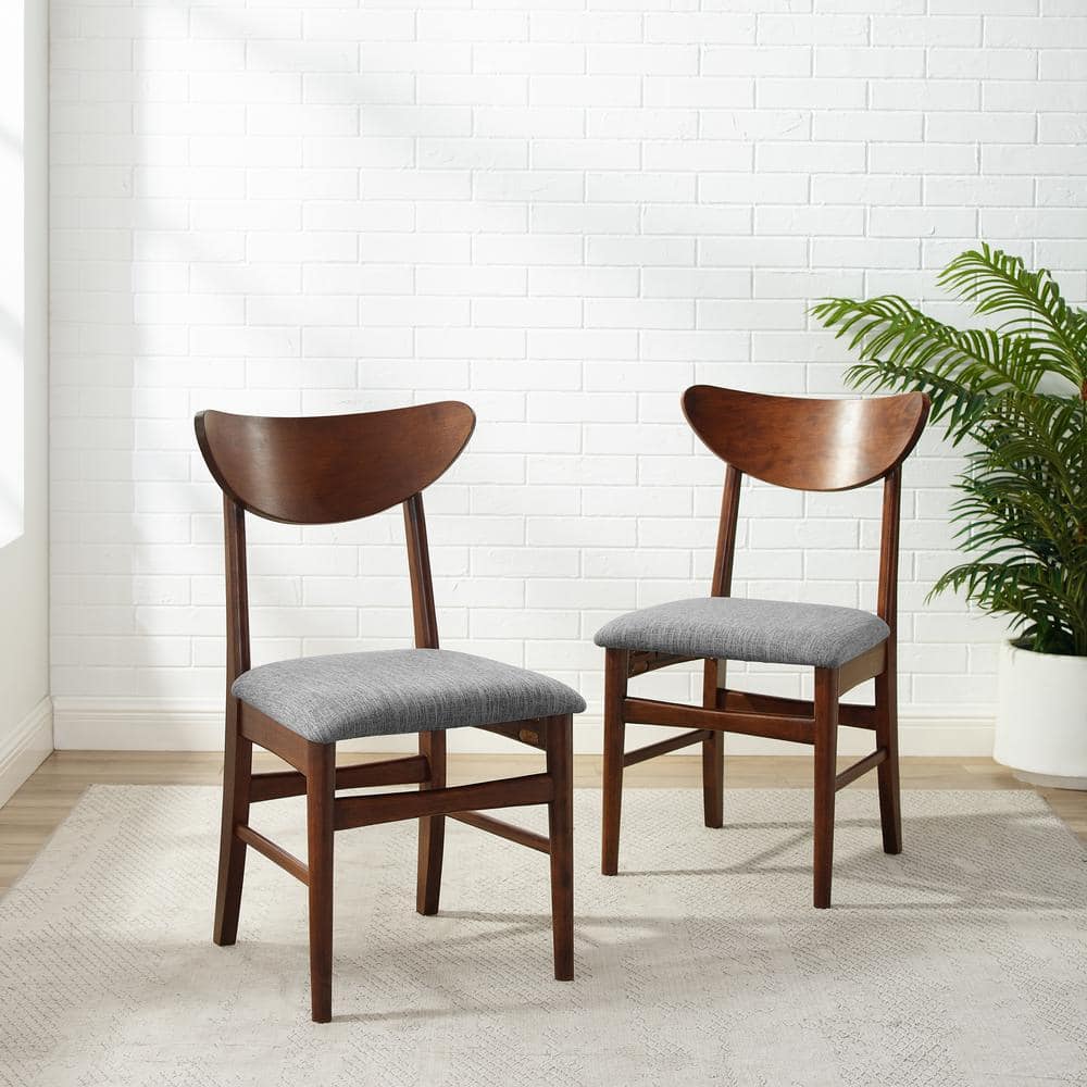Mahogany Mid-Century Modern Upholstered Side Chair Set