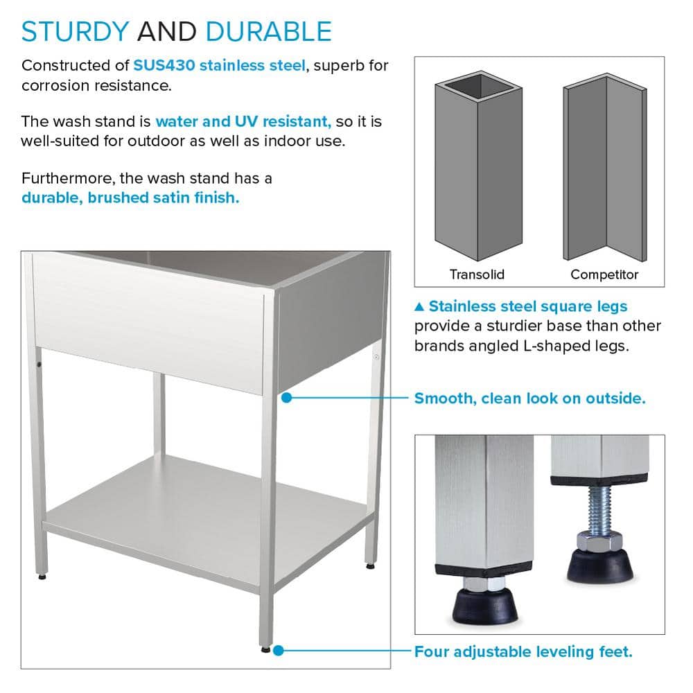 28'' Brushed Stainless Steel Freestanding Laundry Sink with Faucet