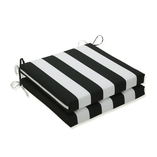 Striped 20 x 20 Outdoor Dining Chair Cushion in Black/White (Set of 2)
