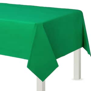 54 in. x 108 in. Festive Green Flannel-Backed Vinyl Table Cover (2-Piece)