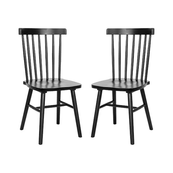 TAYLOR + LOGAN Ingrid Black Wood Armless Spindle Back Restaurant Dining Chairs Seat of 2
