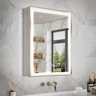 Nova 20 in. W x 26 in. H Rectangular Aluminum Recessed/Wall Mount Dimmable Fogless Lighted Medicine Cabinet with Mirror