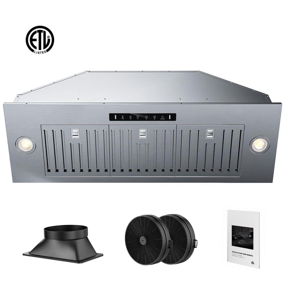 36 in. 900 CFM Convertible Ducted to Ductless Insert Range Hood in Stainless Steel with LED, Gesture and Touch Control
