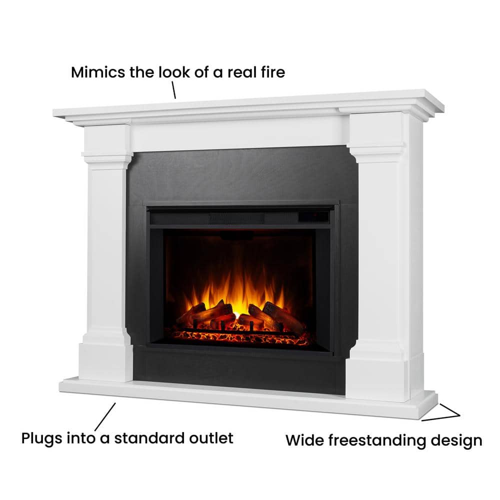 Callaway 63" White Free-Standing Electric Fireplace with Mantel