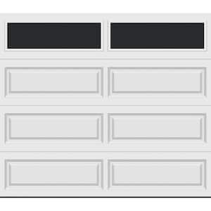 Classic Steel Long Panel 9 ft. x 7 ft. Non-Insulated White Garage Door with windows