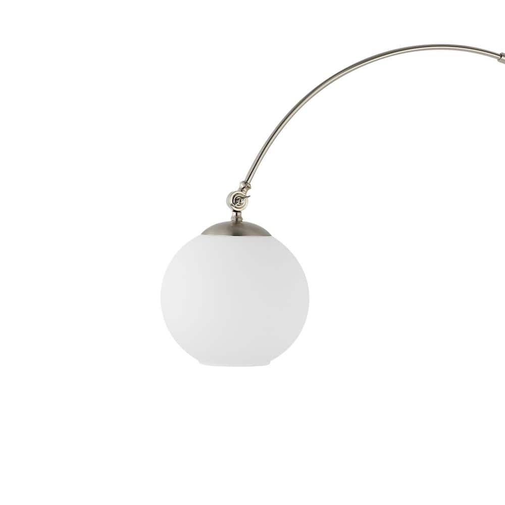 Nora Minimalistic Transitional Nickel Arc Floor Lamp with Frosted Shade