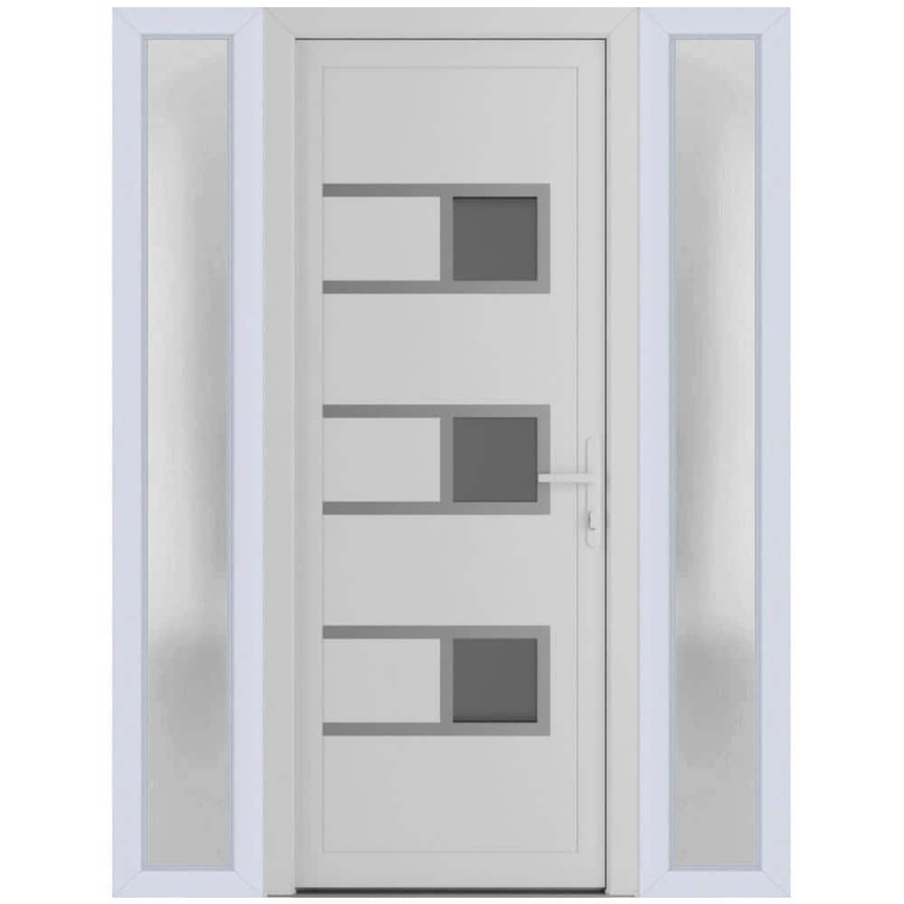 54 in. x 80 in. Left-hand/Inswing Mirrored Glass White Silk Steel Prehung Front Door with Hardware price history on PriceWatchPro