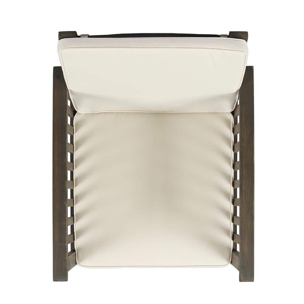 Gray Acacia Wood Outdoor Club Chairs with Cream Cushions