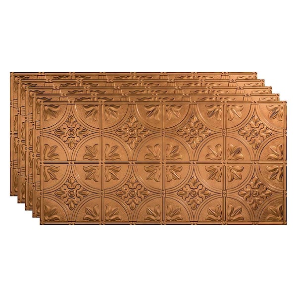 Fasade Traditional #2 2 ft. x 4 ft. Glue Up Vinyl Ceiling Tile in Antique Bronze (40 sq. ft.)