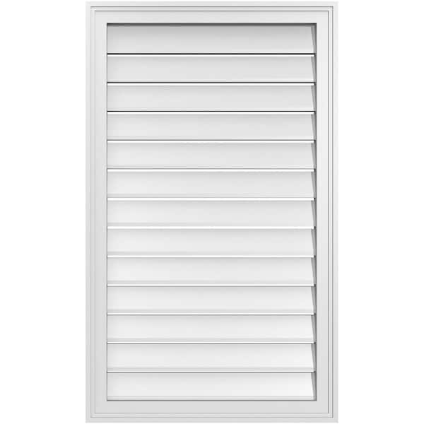 Ekena Millwork 24" x 40" Rectangular White PVC Paintable Gable Louver Vent Functional
