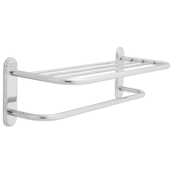 Franklin Brass 8.5 in. Towel Shelf with Towel Bar and Beveled Flanges in Chrome