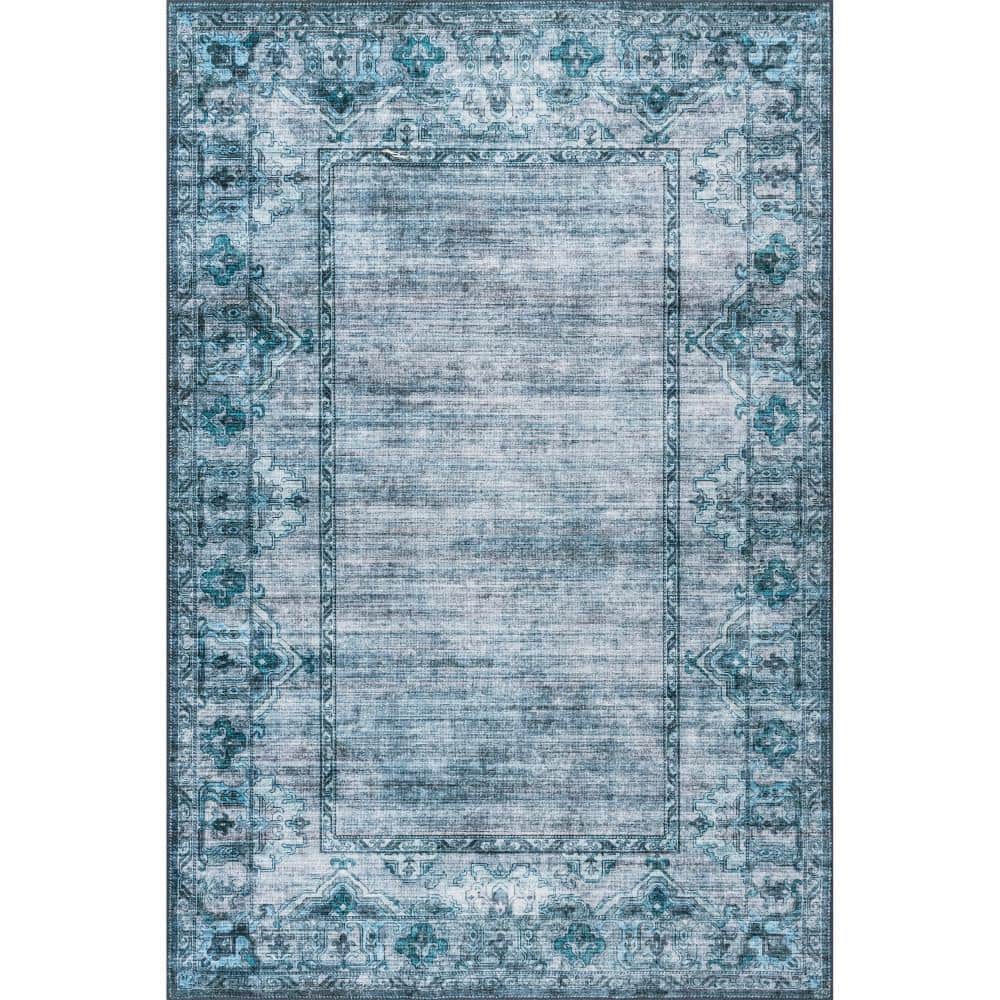 nuLOOM Eveline Distressed Persian Machine Washable Blue 4 ft. x 6 ft