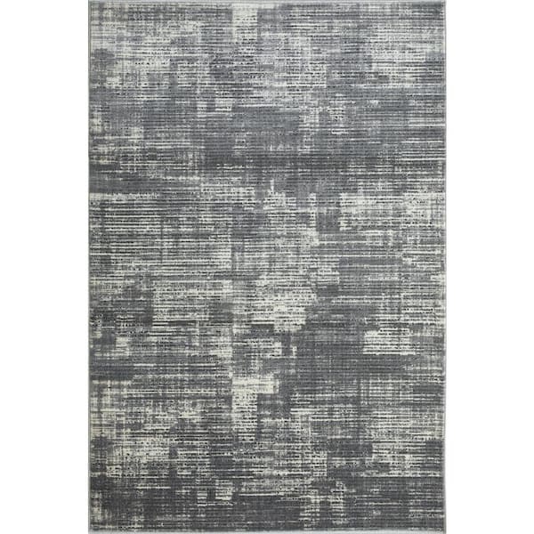 LOOMAKNOTI Aysal Astern Gray 4 ft. x 6 ft. Geometric Polypropylene Indoor Area Rug