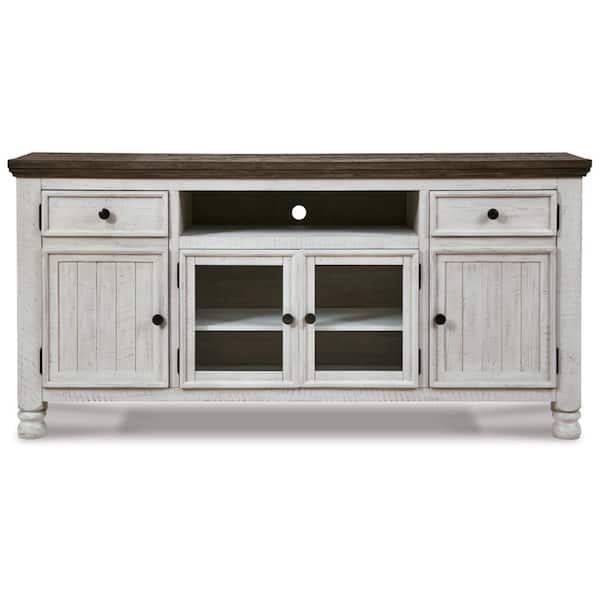Havalance White/Gray TV Stand Entertainment Center Fits TV's up to 85 in. with Adjustable Shelves