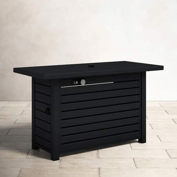 Mondawe 54 in. 50,000 BTU Steel Rectangle Outdoor Propane Gas Fire Pit Table with Lid