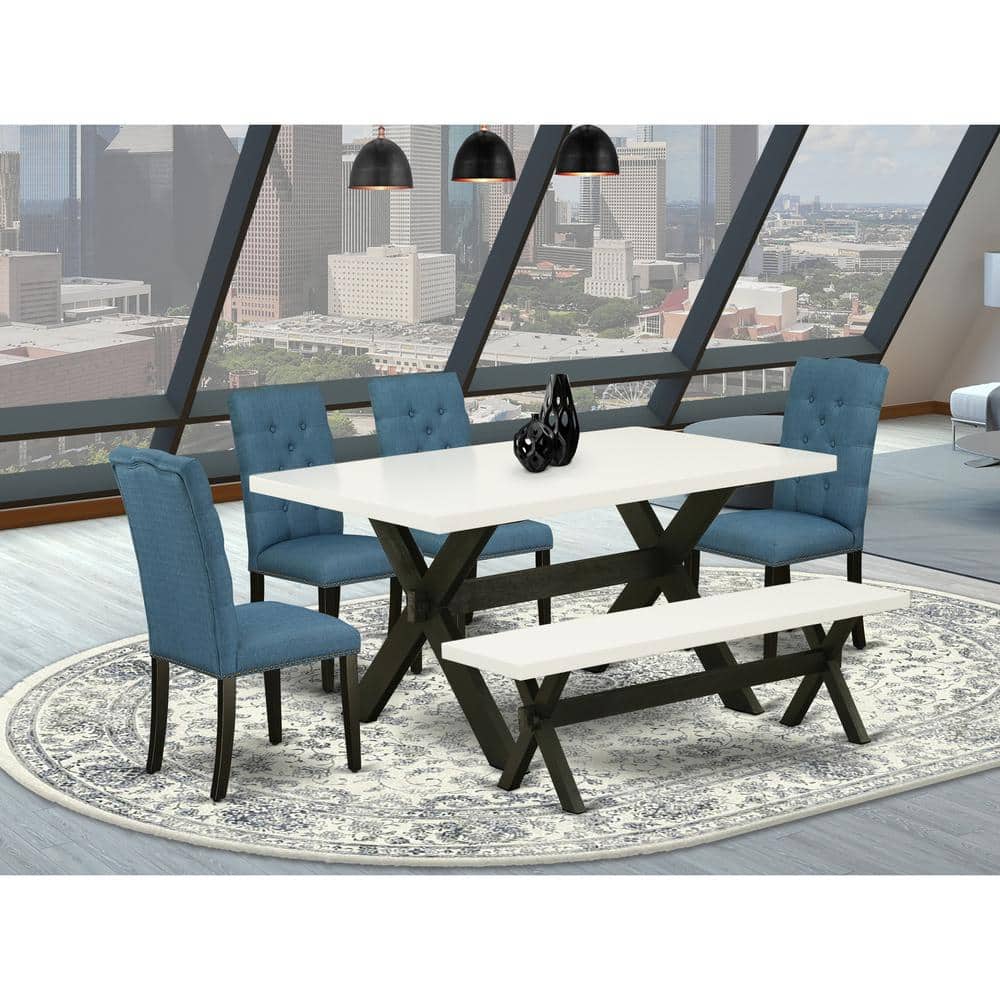 East West Furniture 6-Piece Natural Oak Finish Solid Wood