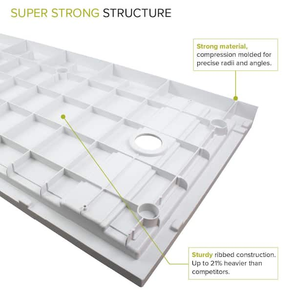 Transolid Pre-Tiled 60 in. L x 36 in. W Alcove Shower Pan Base with  Right-Hand Drain in Off-White Hexagon FPT6036R-HO - The Home Depot