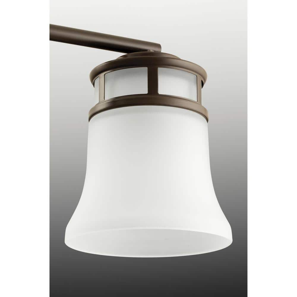 Cascadia Antique Bronze 3-Light Chandelier with Etched Glass Shades