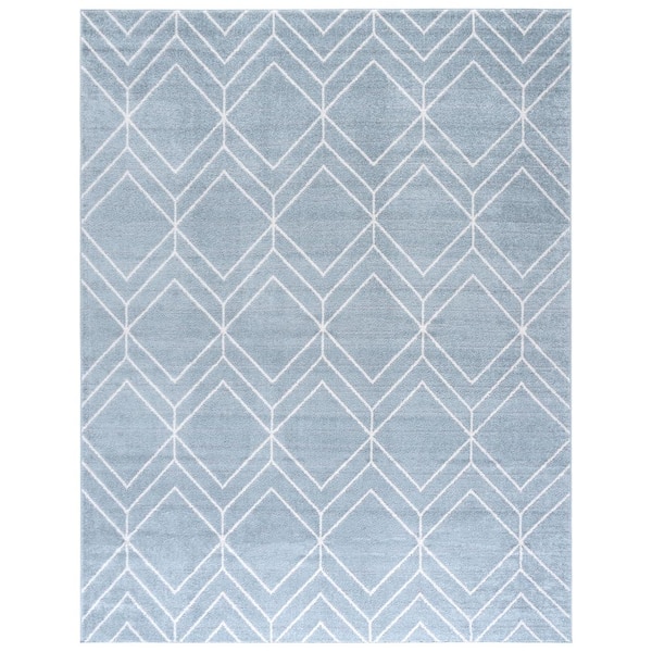 Adirondack 11 ft. x 15 ft. Blue/Ivory Diamond Area Rug