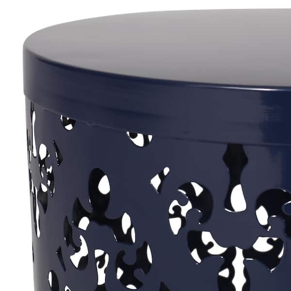 Noble House Soto Navy Blue Cylindrical Metal Outdoor Patio