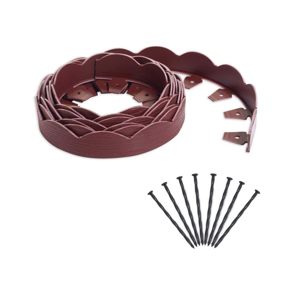 EasyFlex® 20' No-Dig Scallop Landscape Edging - Red Wood Grain EasyFlex® 20' No-Dig Scallop Landscape Edging - Red Wood Grain