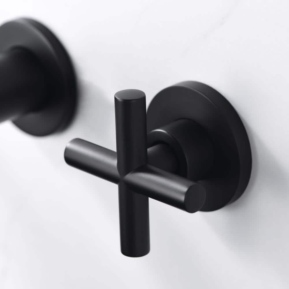 Brushed Gold Wall Mount Bathroom Faucet with Cross Handles