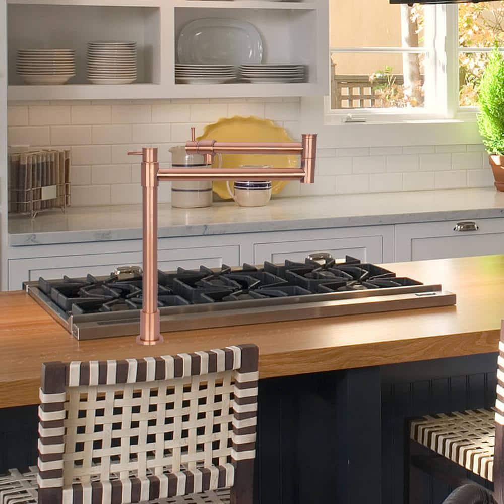 Brushed Copper Double Handle Pot Filler Faucet