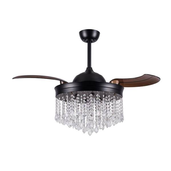 Matrix Decor 42 In Indoor Matte Black, Ceiling Fan With Foldable Blades